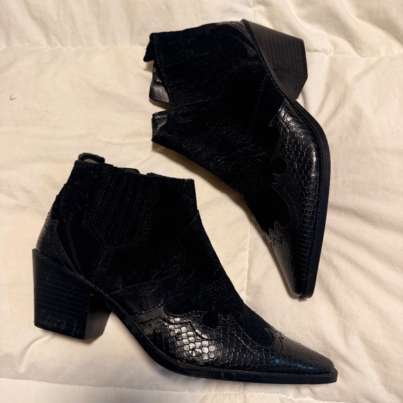 Zara Split Leather Cowboy Ankle Boots - Picture 3 of 7